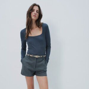 Long-sleeved Jersey Top (Dark Turquoise)